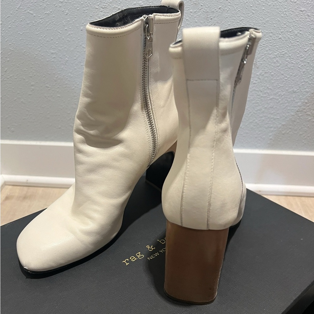 White lamb skin boots
